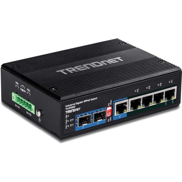 TRENDnet 6-Port Hardened Industrial Gigabit 10/100/1000 Mbps Ultra PoE DIN-Rail Switch; UPoE; IP30; DIN-Rail & Wall Mounts Included; Lifetime Protection; TI-UPG62 - Image 5
