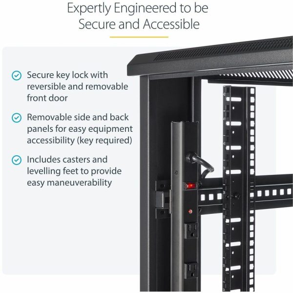 StarTech.com 4-Post 42U Server Rack Cabinet, 19" Data Rack Cabinet for Computer / IT Equipment mount, Rack Server Cabinet with Casters - Image 3