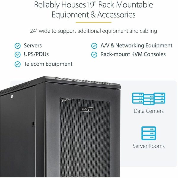 StarTech.com 4-Post 42U Server Rack Cabinet, 19" Data Rack Cabinet for Computer / IT Equipment mount, Rack Server Cabinet with Casters - Image 4