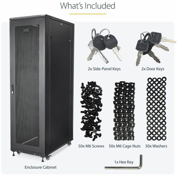 StarTech.com 4-Post 42U Server Rack Cabinet, 19" Data Rack Cabinet for Computer / IT Equipment mount, Rack Server Cabinet with Casters - Image 7