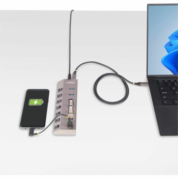 StarTech.com 7-Port Self-Powered USB-C Hub with Individual On/Off Switch, Desktop/Laptop USB-C to USB-A Hub, USB Type C Hub w/Power Supply - Image 6
