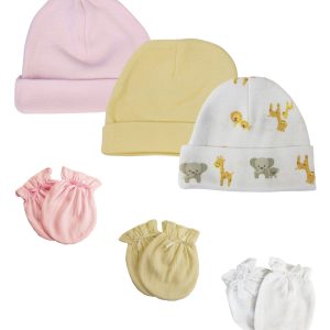 Baby Girls Caps And Mittens (pack Of 6) Nc_0384