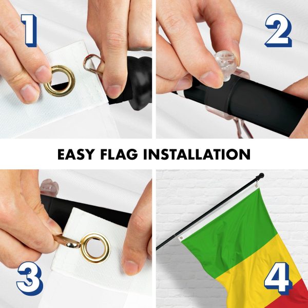 Flag Pole 6FT Black Tangle Free & Mali Malian Flag 3x5 Ft Combo Printed 150D Polyester By G128 - Image 7