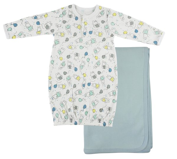 Print Infant Gown And Recieving Blanket Cs_0105