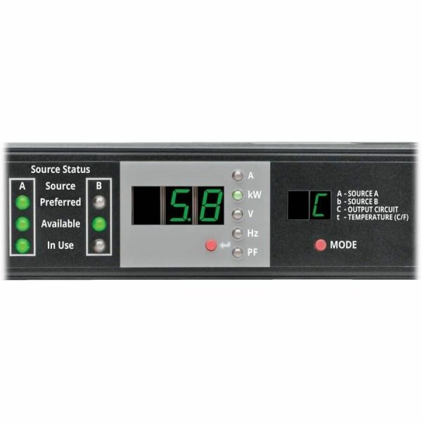 Eaton Tripp Lite Series 5.8kW Single-Phase Monitored Automatic Transfer Switch PDU, 2 200-240V 30A L6-30P Inputs, 1 L6-30R Outlet, 1U - Image 2