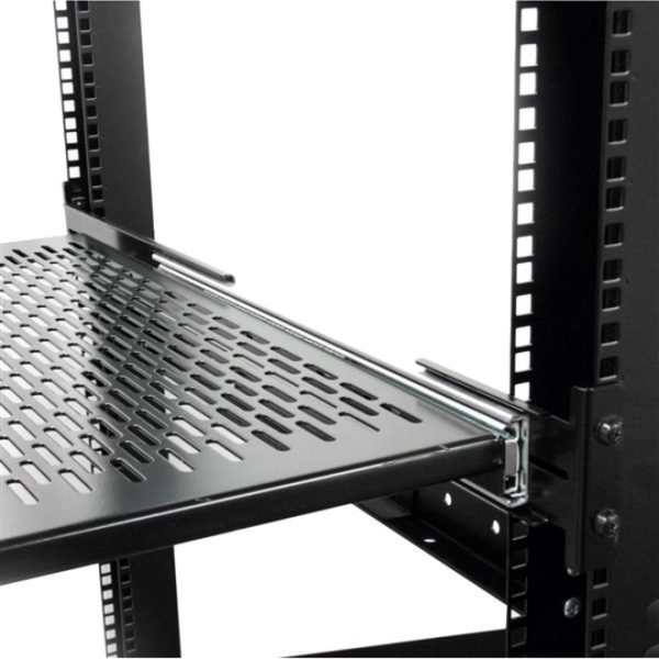 StarTech.com 2U 20 to 30in Adjustable Mounting Depth Vented Sliding Rack Mount Shelf - 50lbs / 22.7kg - 24in Deep - Image 2