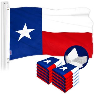 G128 10 Pack: Texas TX State Flag | 16x24 In | ToughWeave Series Embroidered 300D Polyester | Embroidered Design, Indoor/Outdoor, Brass Grommets