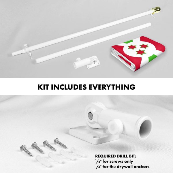 G128 Combo Pack: 6 Ft Tangle Free Aluminum Spinning Flagpole (White) & Burundi Umurundi Flag 3x5 Ft, LiteWeave Pro Series Printed 150D Polyester | Pole with Flag Included - Image 2