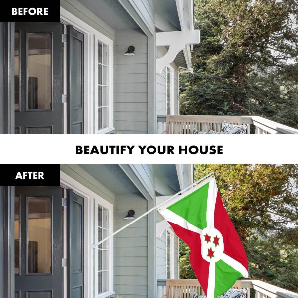 G128 Combo Pack: 6 Ft Tangle Free Aluminum Spinning Flagpole (White) & Burundi Umurundi Flag 3x5 Ft, LiteWeave Pro Series Printed 150D Polyester | Pole with Flag Included - Image 3