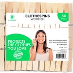 Clothespins Standard Natural Wooden Stain Proof 3 inch for Multipurpose Everyday Laundry Clothes Towels Craft Photos Pictures Decor Baby Shower Art Wall (50)