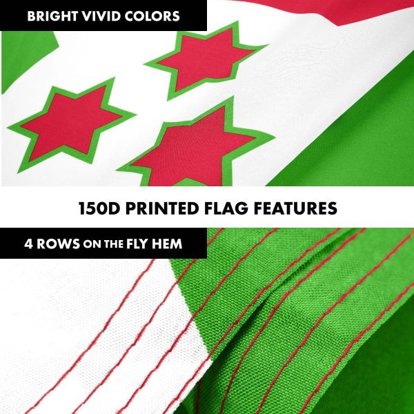 G128 Combo Pack: 6 Ft Tangle Free Aluminum Spinning Flagpole (White) & Burundi Umurundi Flag 3x5 Ft, LiteWeave Pro Series Printed 150D Polyester | Pole with Flag Included - Image 5