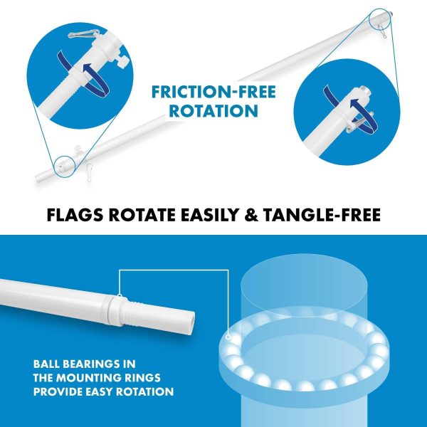 G128 Combo Pack: 6 Ft Tangle Free Aluminum Spinning Flagpole (White) & Burundi Umurundi Flag 3x5 Ft, LiteWeave Pro Series Printed 150D Polyester | Pole with Flag Included - Image 9