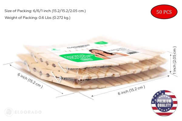 Clothespins Standard Natural Wooden Stain Proof 3 inch for Multipurpose Everyday Laundry Clothes Towels Craft Photos Pictures Decor Baby Shower Art Wall (50) - Image 6