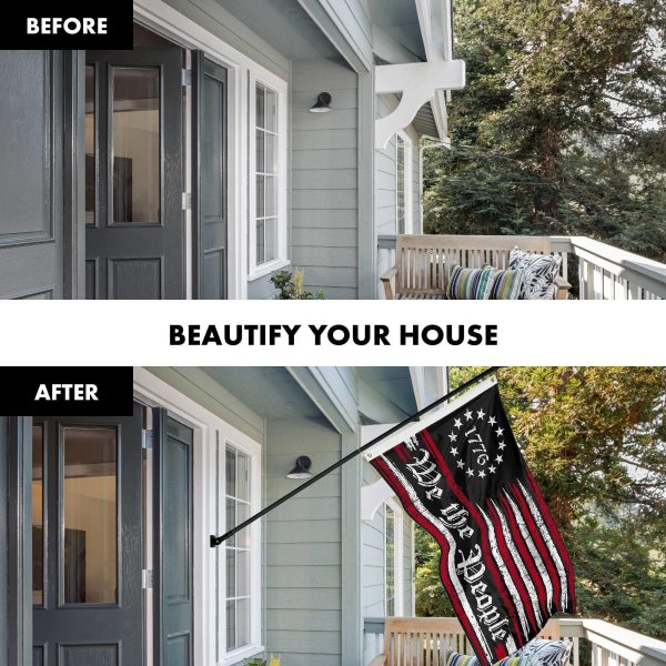 G128 Combo Pack: 6 Ft Tangle Free Aluminum Spinning Flagpole (Black) & We the People American Flag 3x5 Ft, LiteWeave Pro Series Printed 150D Polyester | Pole with Flag Included - Image 3