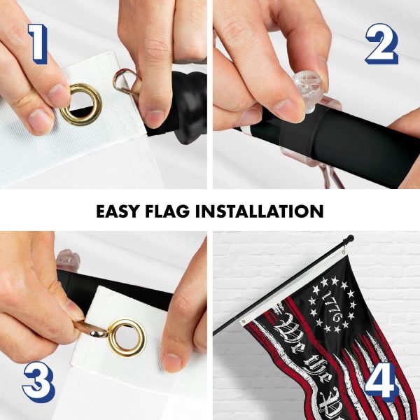 G128 Combo Pack: 6 Ft Tangle Free Aluminum Spinning Flagpole (Black) & We the People American Flag 3x5 Ft, LiteWeave Pro Series Printed 150D Polyester | Pole with Flag Included - Image 7