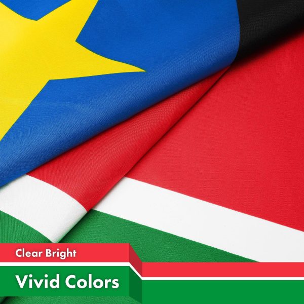 G128 South Sudan South Sudanese Flag | 3x5 Ft | LiteWeave Pro Series Printed 150D Polyester | Country Flag, Indoor/Outdoor, Vibrant Colors, Brass Grommets, Thicker and More Durable Than 100D 75D Poly - Image 3
