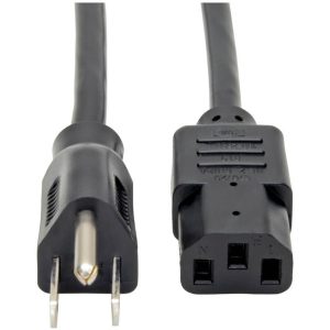 Eaton Tripp Lite Series Desktop Computer Power Cable, NEMA 5-15P to C13 - 10A, 125V, 18 AWG, 12 ft. (3.66 m), Black