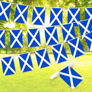 G128 Scotland Scottish Bunting Banner | Flag 8.2 x 5.5 Inch, Full String 33 Feet | Printed 150D Polyester, Decorations For Bar, School, Festival Events Celebration