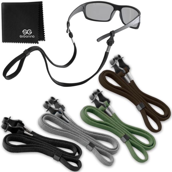 SIGONNA Eye Glasses String Holder Strap   Eyeglass Straps Cords for Men Women   Eyeglass Holders Around Neck   Sunglasses String Chain Lanyard Retainer   4 Pcs Dark