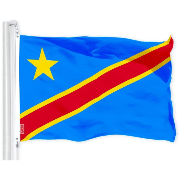 G128 Combo Pack: American USA Flag 3x5 Ft & DR Congo Flag 3x5 Ft, Both Printed 150D Polyester, Indoor/Outdoor, Brass Grommets - Image 2