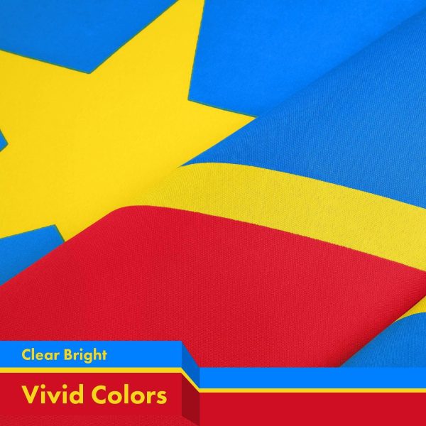 G128 Combo Pack: American USA Flag 3x5 Ft & DR Congo Flag 3x5 Ft, Both Printed 150D Polyester, Indoor/Outdoor, Brass Grommets - Image 4