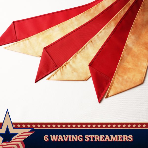 G128 Windsock 60 Inch Tea-Stained US Flag Windstock 60 in Embroidered Stars and Stripes Patriotic Hanging Decoration - Image 6