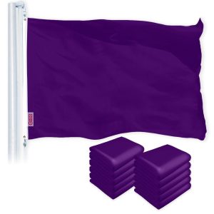 G128 10 Pack: Solid Purple Color Flag | 2.5x4 Ft | LiteWeave Pro Series Printed 150D Polyester | Indoor/Outdoor, Vibrant Colors, Brass Grommets, Thicker and More Durable Than 100D 75D Polyester