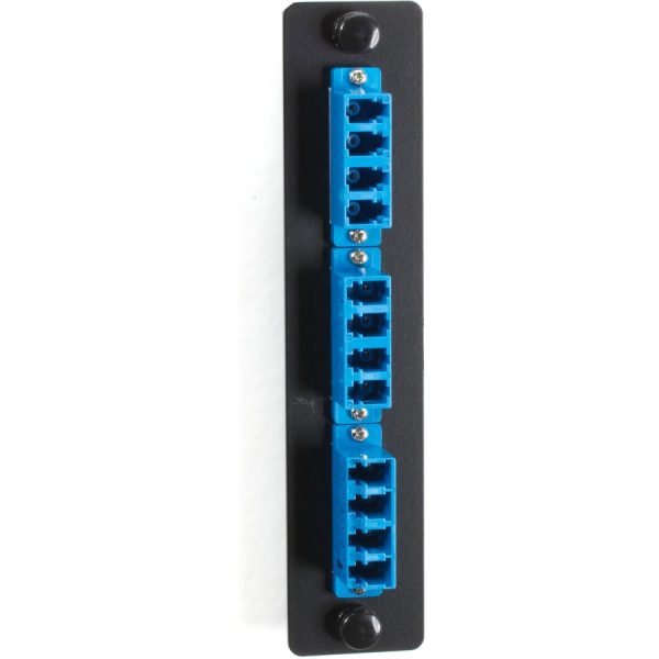 Black Box Standard Adapter Panel, Ceramic Sleeve, (6) LC Duplex Pairs, Blue