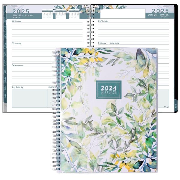 Aesthetic Planner Academic Year July 2024   June 2025 8.5 x11 with Weekly and Monthly Calendar pages   Daily Planner for Office Teacher Student Work (Floral)