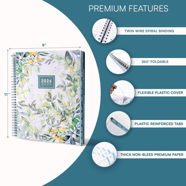 Aesthetic Planner Academic Year July 2024   June 2025 8.5 x11 with Weekly and Monthly Calendar pages   Daily Planner for Office Teacher Student Work (Floral) - Image 2