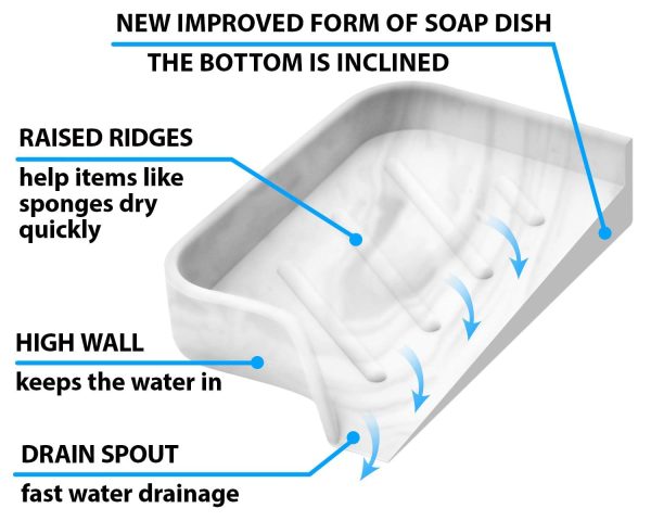 Marble Silicone Soap Dish Tray Self Draining Soap Holder for Bar Soap Silicone Soap Tray with Drainage Soap Dishes for Bar Soap Soap Bar Holder Dish Soap Tray for Kitchen Counter - Image 4