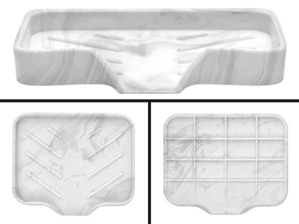 Marble Silicone Soap Dish Tray Self Draining Soap Holder for Bar Soap Silicone Soap Tray with Drainage Soap Dishes for Bar Soap Soap Bar Holder Dish Soap Tray for Kitchen Counter - Image 5