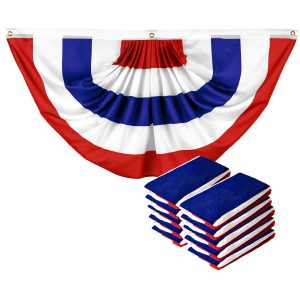 G128 10 Pack: American USA No Stars Pleated Fan Flag | 3x6 Ft | Printed 150D Polyester | Patriotic Decor, Indoor/Outdoor, Vibrant Colors, Brass Grommets, Thicker and More Durable Than 100D 75D