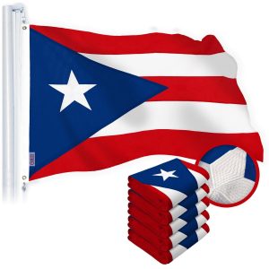 G128 5 Pack: Puerto Rico Puerto Rican Flag | 2.5x4 Ft | StormFlyer Series Embroidered 220GSM Spun Polyester | Embroidered Design, Indoor/Outdoor, Brass Grommets, Heavy Duty, All Weather