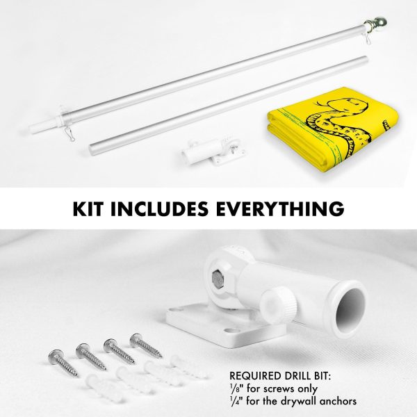 G128 Combo Pack: 6 Ft Tangle Free Spinning Flagpole (Silver) & No Step on Snek Cute Cartoon Flag 3x5 Ft Printed 150D Polyester, Brass Grommets (Flag Included) Aluminum Flag Pole - Image 2