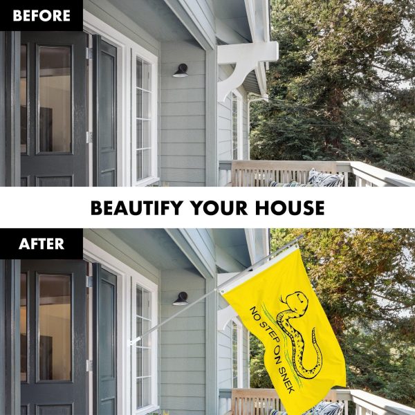 G128 Combo Pack: 6 Ft Tangle Free Spinning Flagpole (Silver) & No Step on Snek Cute Cartoon Flag 3x5 Ft Printed 150D Polyester, Brass Grommets (Flag Included) Aluminum Flag Pole - Image 3