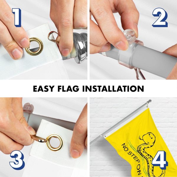G128 Combo Pack: 6 Ft Tangle Free Spinning Flagpole (Silver) & No Step on Snek Cute Cartoon Flag 3x5 Ft Printed 150D Polyester, Brass Grommets (Flag Included) Aluminum Flag Pole - Image 7