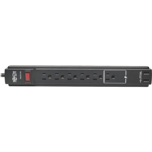 Eaton Tripp Lite Series Protect It! 6-Outlet Surge Protector, 6 ft. (1.83 m) Cord, 990 Joules, 2 x USB Charging ports (2.1A), Black Housing, TAA - Image 2