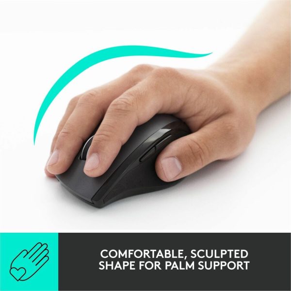Logitech M705 Marathon Wireless Mouse, 2.4 GHz USB Unifying Receiver, 1000 DPI, 5-Programmable Buttons, Black - Image 2