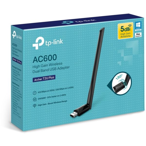 TP-Link Archer T2U Plus - IEEE 802.11ac Dual Band Wi-Fi Adapter for Desktop/Notebook - Image 2