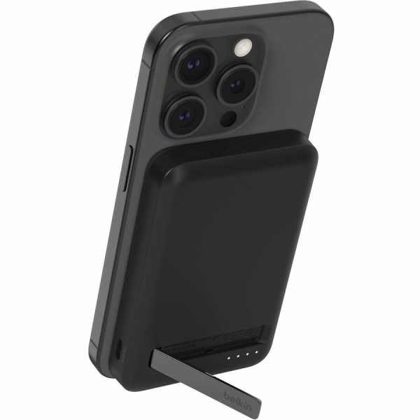 Belkin 15W Wireless Magnetic Power Bank w/ Stand, Qi2 - 5K mAh - 1xUSB-C - Portable Charger - w/ USB-C to USB-C Cable - Black - Image 3