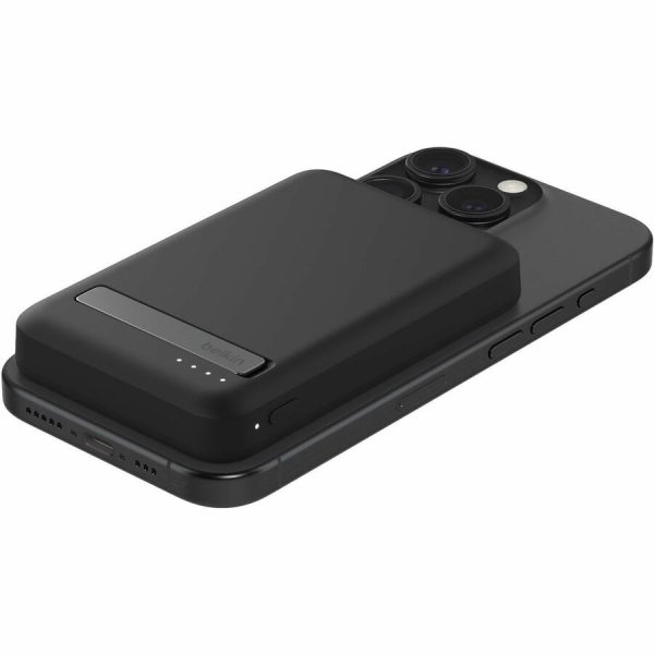 Belkin 15W Wireless Magnetic Power Bank w/ Stand, Qi2 - 5K mAh - 1xUSB-C - Portable Charger - w/ USB-C to USB-C Cable - Black - Image 4