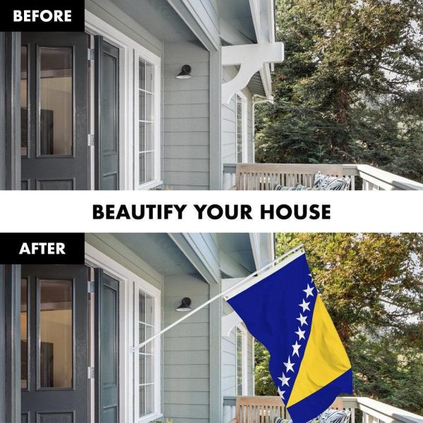 G128 Combo Pack: 6 Ft Tangle Free Spinning Flagpole (White) & Bosnia and Herzegovina Flag 3x5 Ft Printed 150D Polyester, Brass Grommets (Flag Included) Aluminum Flag Pole - Image 3