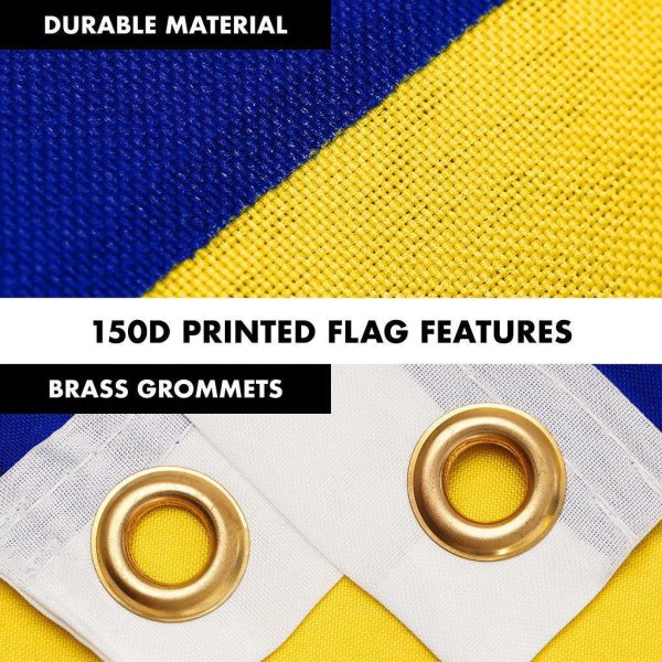 G128 Combo Pack: 6 Ft Tangle Free Spinning Flagpole (White) & Bosnia and Herzegovina Flag 3x5 Ft Printed 150D Polyester, Brass Grommets (Flag Included) Aluminum Flag Pole - Image 4