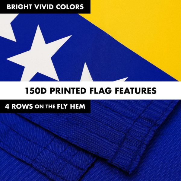 G128 Combo Pack: 6 Ft Tangle Free Spinning Flagpole (White) & Bosnia and Herzegovina Flag 3x5 Ft Printed 150D Polyester, Brass Grommets (Flag Included) Aluminum Flag Pole - Image 5
