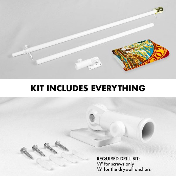 G128 Combo Pack: 6 Feet Tangle Free Spinning Flagpole (White) Florida FL State Flag 3x5 ft Printed 150D Brass Grommets (Flag Included) Aluminum Flag Pole - Image 2
