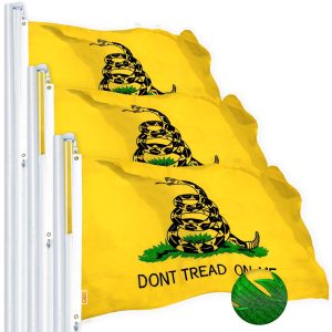 Gadsden Don't Tread on Me Flag 3x5 Ft 3-Pack Embroidered Spun Polyester By G128