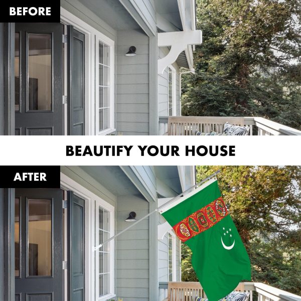 G128 Combo Pack: 6 Ft Tangle Free Spinning Flagpole (Silver) & Turkmenistan Flag 3x5 Ft Printed 150D Polyester, Brass Grommets (Flag Included) Aluminum Flag Pole - Image 3