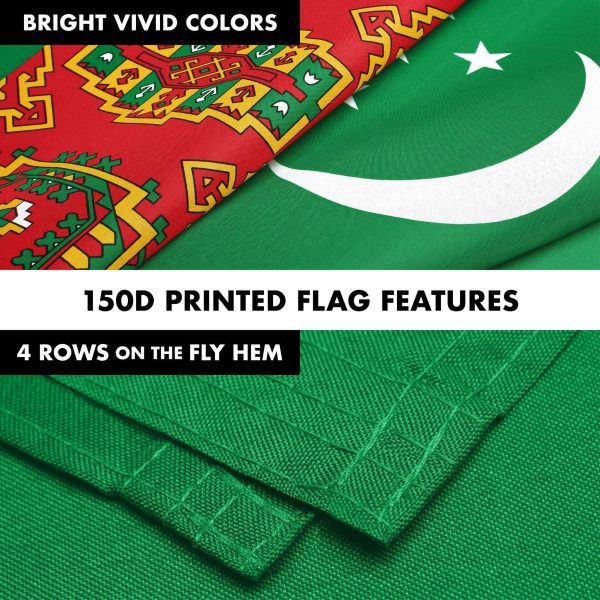 G128 Combo Pack: 6 Ft Tangle Free Spinning Flagpole (Silver) & Turkmenistan Flag 3x5 Ft Printed 150D Polyester, Brass Grommets (Flag Included) Aluminum Flag Pole - Image 5