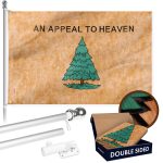 G128 Combo Pack: 6 Ft Tangle Free Aluminum Spinning Flagpole (Silver) & An Appeal to Heaven Tea-Stained Flag 3x5 Ft, Double ToughWeave Pro Series DS Embroidered 420D Poly | Pole with Flag Included